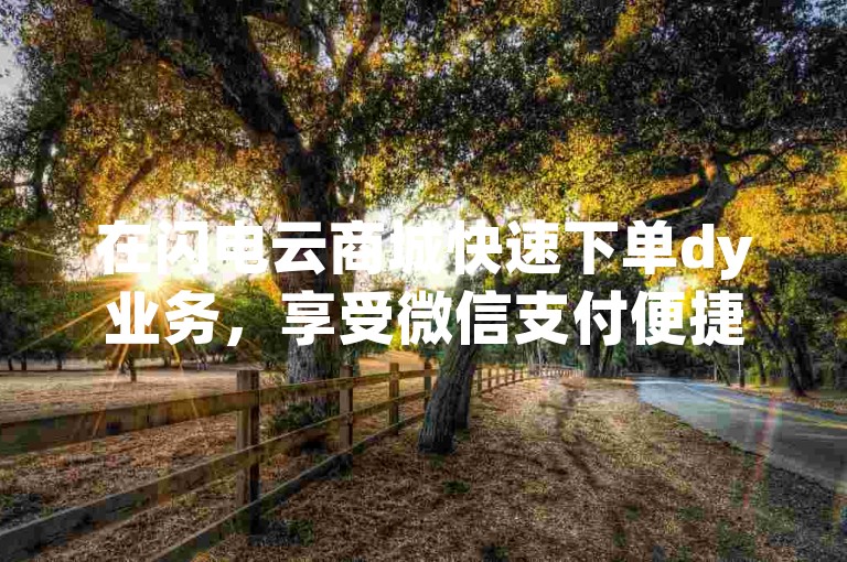 在闪电云商城快速下单dy业务，享受微信支付便捷，低价获取一千抖音粉丝，ks业务下单平台带来惊喜优惠。