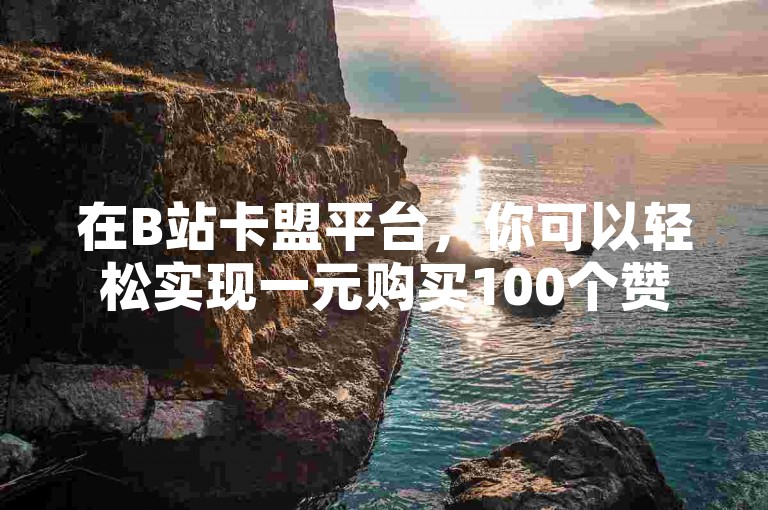 在B站卡盟平台，你可以轻松实现一元购买100个赞的自助下单服务。
