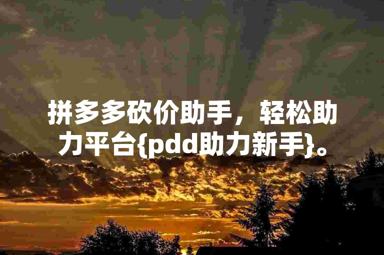 拼多多砍价助手，轻松助力平台{pdd助力新手}。