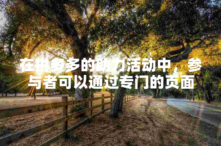 在拼多多的助力活动中，参与者可以通过专门的页面查看砍价进度。